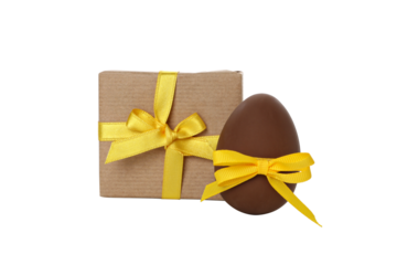PNG, Chocolate egg with gifts, isolated on white background