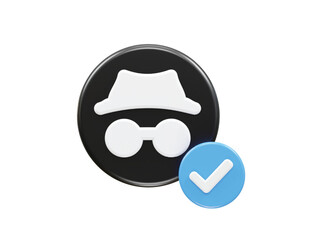 Incognito privacy icon render element 3d illustration