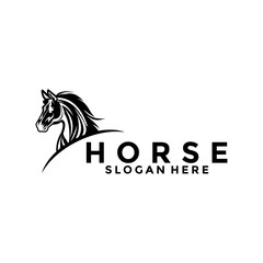 Horse Simple Elegant Logo Vector, Horse Head logo design template