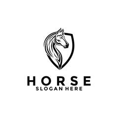 Horse Simple Elegant Logo Vector, Horse Shield Head logo design template
