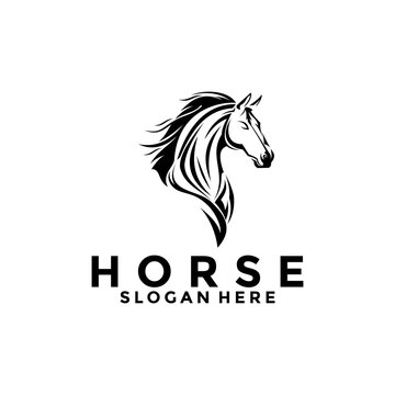 Horse Simple Elegant Logo Vector, Horse Head logo design template