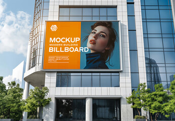 Billboard On A Modern Building Facade Mockup. Generative Ai