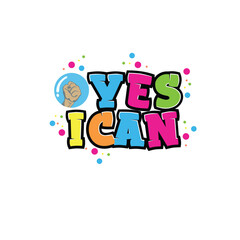 Yes i  can. Hand drawn lettering phrase. hand clanched. Vector illustration.
