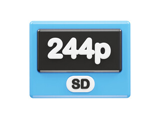 244p resolution text icon 3d illustration rendering