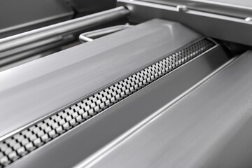 Obraz premium meat processing equipment, industrial skinning machine, food production, isolated