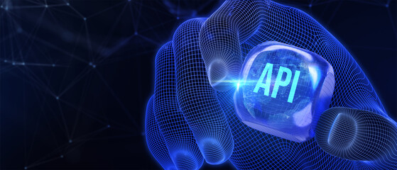 API - Application Programming Interface. Software development tool. Business, modern technology, internet and networking concept. 3d illustration