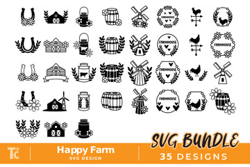 Set of Agriculture and Farming SVG Design - obrazy, fototapety, plakaty
