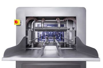 container washing end-to-end, meat processing equipment, food production, isolated