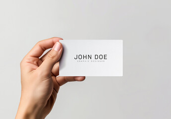 White Minimal Business Card In Hand Mockup. Generative Ai