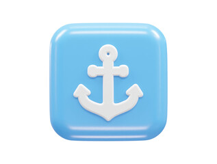 Anchor icon rendering 3d illustration