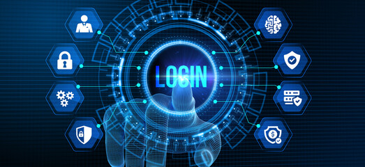 Concept of login. Business, Technology, Internet and network concept. 3d illustration