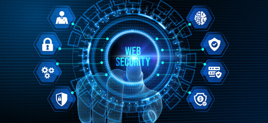 Web security. Cyber security, computer data encryption and internet protection. 3d illustration