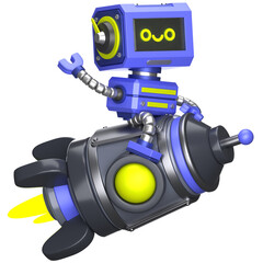 Robot Riding a Rocket 3D Illustration