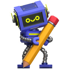 Robot Writing with Pencil 3D Illustration
