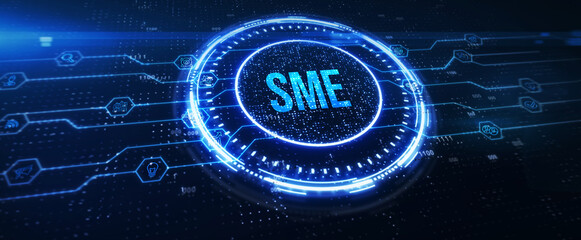 Business, technology, internet and network concept. Virtual screen of the future and sees the inscription: SME. 3d illustration