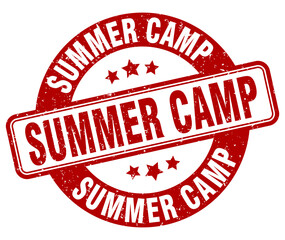 summer camp stamp. summer camp label. round grunge sign