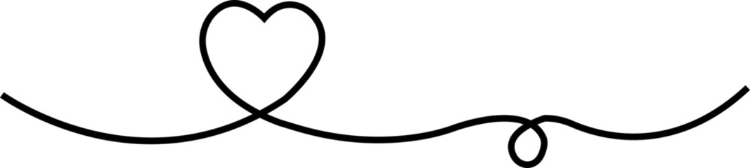 Heart text Divider icon. Divider ornament, corner border. Hand drawn doodle love line for valentine day design isolated on transparent background. Decoration linear icon paper break, book decoration.