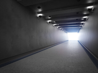 Empty tunnel or walkway hall space interior
