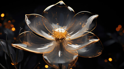 Luxury glass transparent flower on dark background
