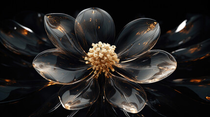 Luxury glass transparent flower on dark background