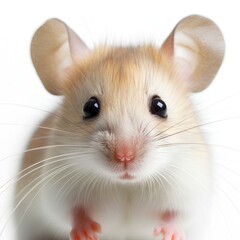 Portrait of mouse on white background, AI generation.
