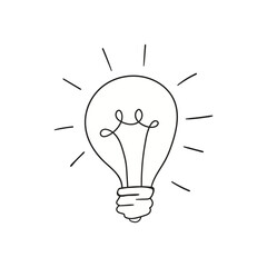 Doodle illustration, lamp outline drawing. Vector