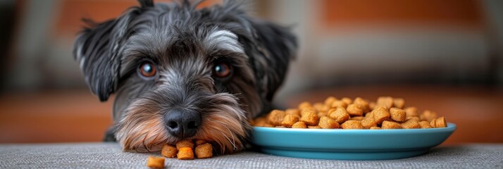 Fluffy Miniature Schnauzer Eating Dog Food, Desktop Wallpaper Backgrounds, Background HD For Designer