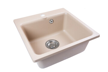 beige artificial stone kitchen sink