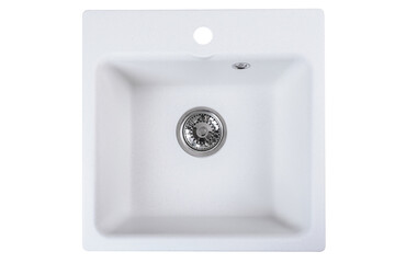 white stone kitchen sink isolated