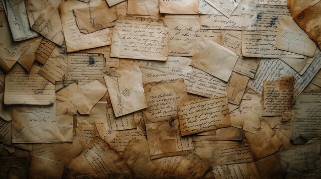 Naklejki A backdrop of handwritten love letters. 