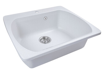 white stone kitchen sink isolated