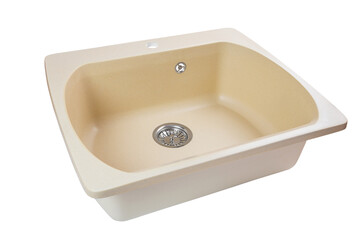 beige artificial stone kitchen sink