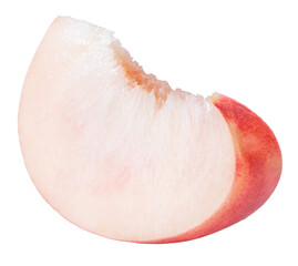 White Peach fruit with leaf isolated on white background, Fresh White Peach on White Background PNG File.