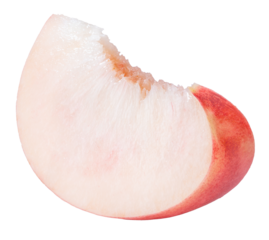 White Peach fruit with leaf isolated on white background, Fresh White Peach on White Background PNG File.