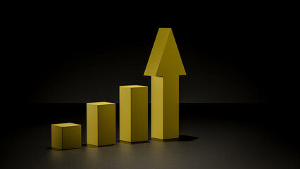 Stock chart bar growth up success idea concept on dark background. business idea concept.