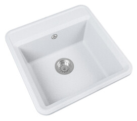 white stone kitchen sink isolated