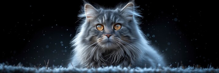 Front View Norwegian Forest Cat Sitting, Desktop Wallpaper Backgrounds, Background HD For Designer