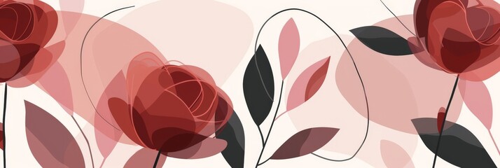 Abstract Pattern Pink Rose Form Background - Unprimed Canvas in Cubist Shapes contrasting Shadows in Nature inspired Light Brown and Crimson Colors created with Generative AI Technology