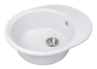 white stone kitchen sink isolated