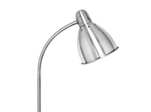 Aluminium metal floor lamp. Transparent PNG