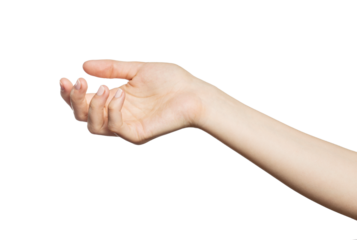 Woman's hand holding something. Transparent PNG