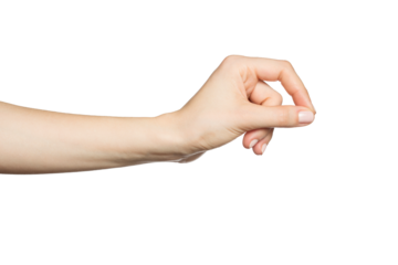 Woman's hand holding something. Transparent PNG