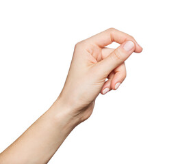 Woman's hand holding something. Transparent PNG