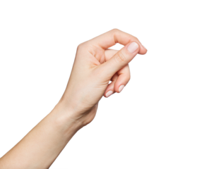 Woman's hand holding something. Transparent PNG
