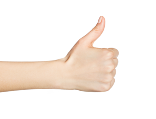 Woman hand thumb up. Transparent PNG