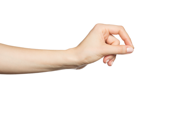 Woman's hand holding something. Transparent PNG