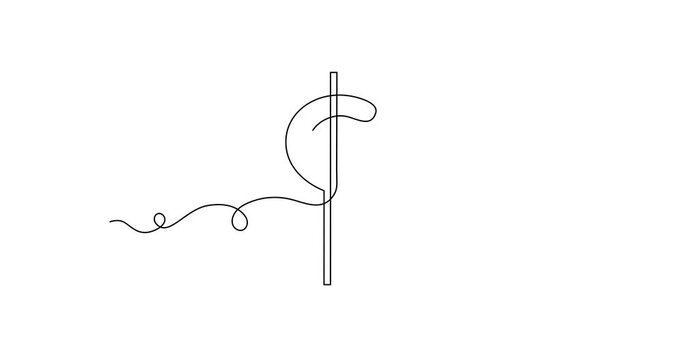 Dollar currency, one line art animation, continuous contour drawing motion,hand-drawn icon for business,minimalist design.Financial valuta sign,trendy template for web design,social media,4k