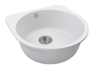 white stone kitchen sink isolated