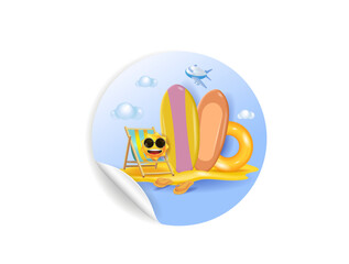 The concept of tourism, vacation planning, ticket booking
and passenger service. 3d vector illustration. Stickers, banners