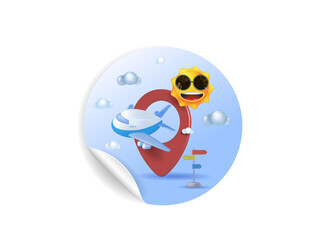 The concept of tourism, vacation planning, ticket booking
and passenger service. 3d vector illustration. Stickers, banners